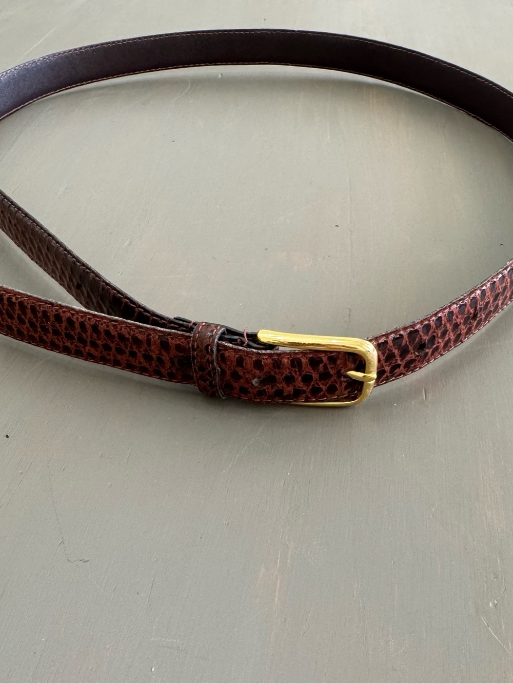 Lady Canterbury Genuine Snakeskin Belt 34 Burgundy Brown Vtg Mob-wife Old-Money